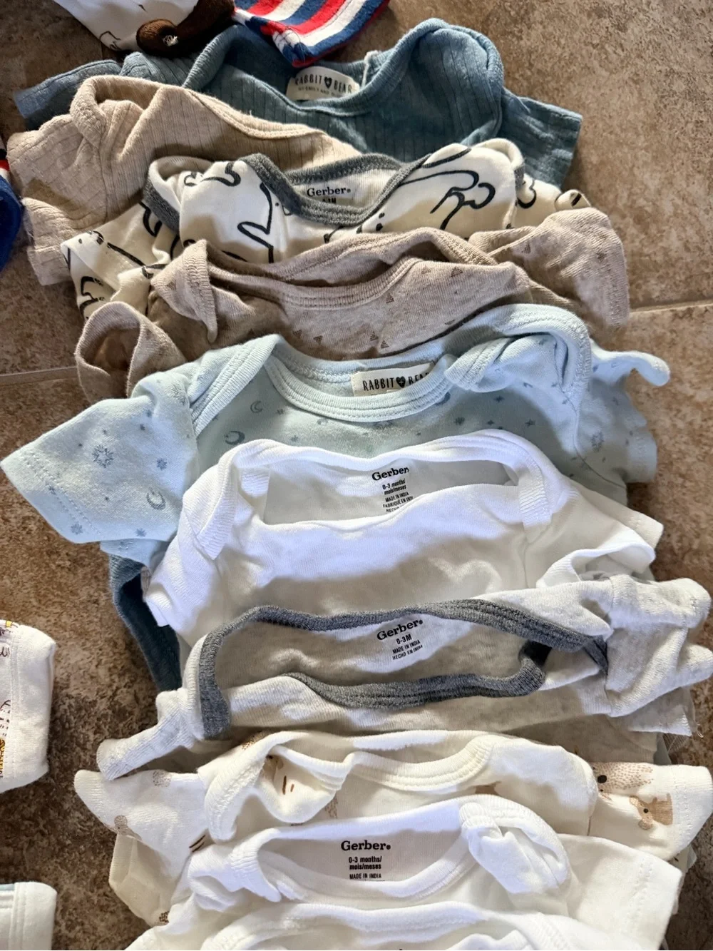 Bundle of 44 baby boy 0-3 months clothes, onesies, footsie, summer bodysuits